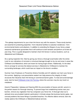 SeasonalChainLinkFenceMaintenanceAdvice