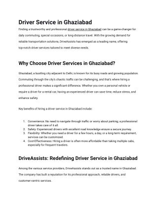 Driver Service in Ghaziabad