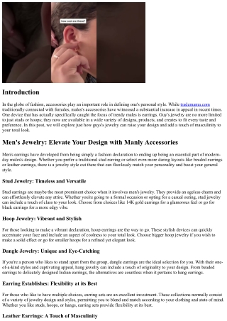 Male's Jewelry: Raise Your Style with Manly Accessories