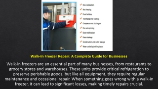 Walk-In Freezer Repair- A Complete Guide for Businesses