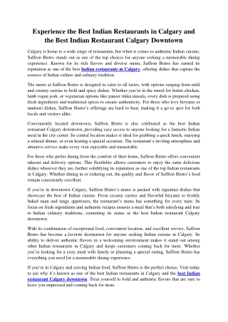 Experience the Best Indian Restaurants in Calgary and the Best Indian Restaurant