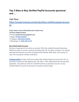 #Buy Verified PAYPAL Accounts 100% Genuinity From PvaServiceUSA 2025