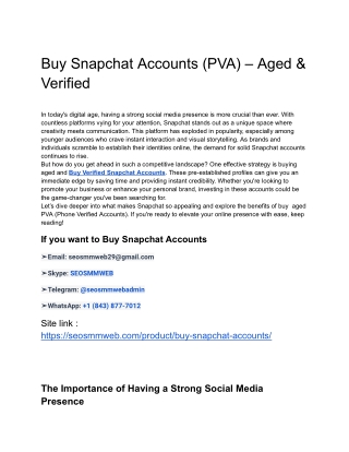 Buy Snapchat Accounts