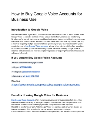One Of The Best Website To Buy Google Voice Accounts