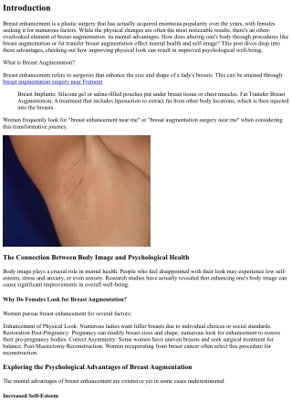 Checking Out the Psychological Advantages of Breast Augmentation