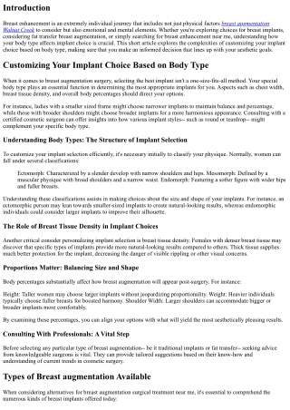 Personalizing Your Implant Selection Based on Body Type