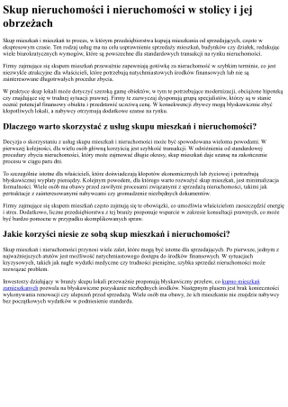 Skup nieruchomości w Warszawie i okolicach