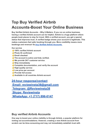 Top Buy Verified Airbnb Accounts-Boost Your Online Business