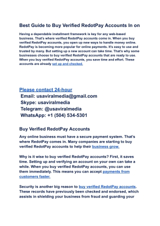 Best Guide to Buy Verified RedotPay Accounts In on