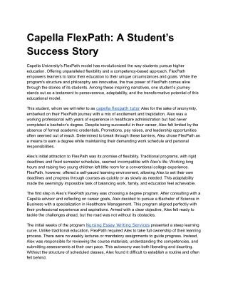 Capella FlexPath: A Student’s Success Story
