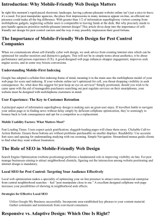 The Importance of Mobile-Friendly Web Design for Pest Control Companies