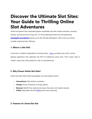 The Best Slot Experience at tosinogirl4.com