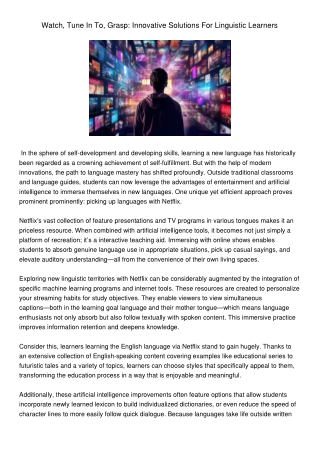 WatchTuneInToGraspInnovativeSolutionsForLinguisticLearners