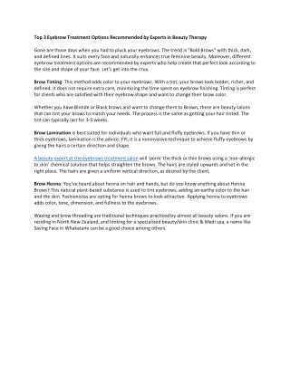 Top 3 Eyebrow Treatment Options Recommended by Experts in Beauty Therapy