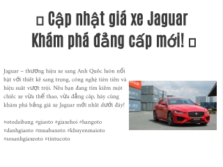 Cập nhật giá xe Jaguar