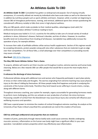 An Athletes Guide To CBD