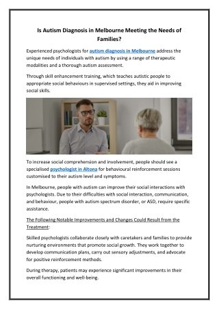 Is Autism Diagnosis in Melbourne Meeting the Needs of Families