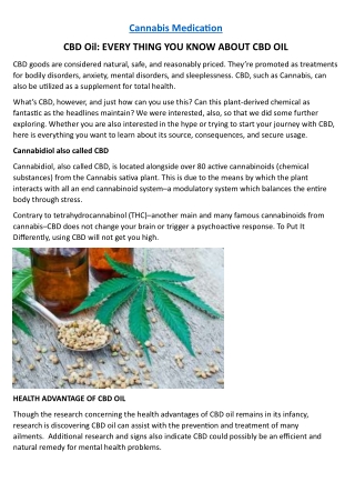CBD Oil EVERY THING YOU KNOW ABOUT CBD OIL
