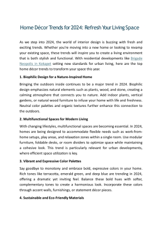 Home Décor Trends for 2024 Refresh Your Living Space