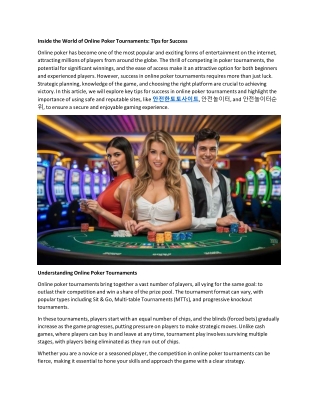 Inside the World of Online Poker Tournaments: Tips for Success