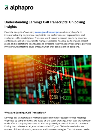 Understanding Earnings Call Transcripts Unlocking  Insights
