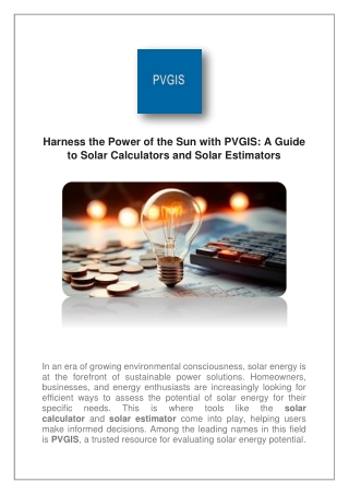 Harness the Power of the Sun with PVGIS: A Guide to Solar Calculators and Solar
