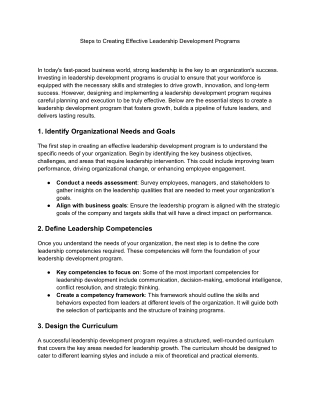 Steps to Creating Effective Leadership Development Programs