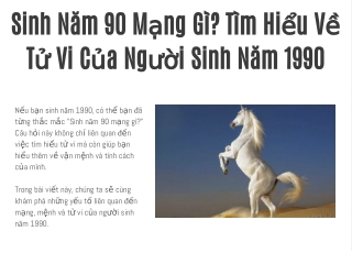 Sinh Năm 90 Mạng Gì? Tìm Hiểu Về Tử Vi Của Người Sinh Năm 1990