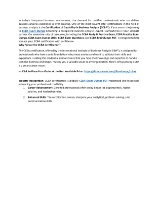 Prepare Like a Pro with CCBA Exam Dumps 2024