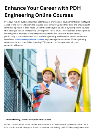 Enhance Your Career with PDH Engineering Online Courses