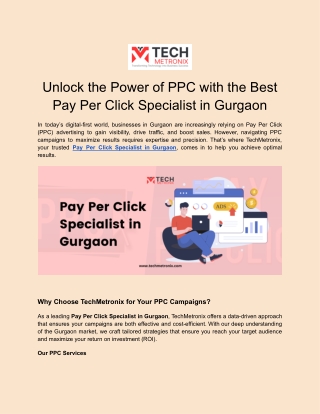 TechMetronix: Your Trusted Pay Per Click Specialist in Gurgaon