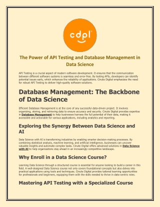 The Power of API Testing and Database Management in Data Science