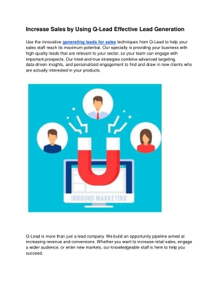 Increase Sales by Using Q-Lead Effective Lead Generation