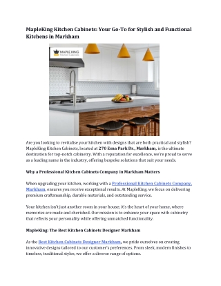 MapleKing Kitchen Cabinets Your Go-To for Stylish and Functional Kitchens in Markham