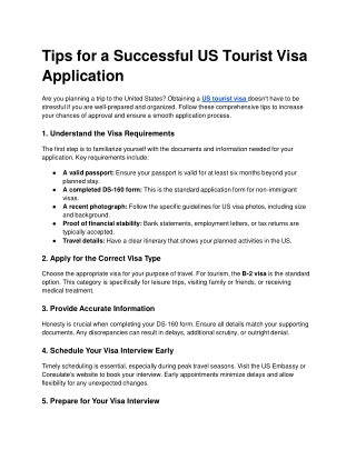 Tips for a Successful US Tourist Visa Application