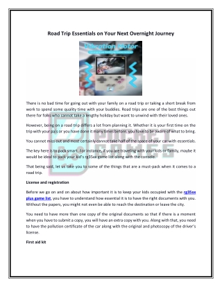 Road Trip Essentials on Your Next Overnight Journey