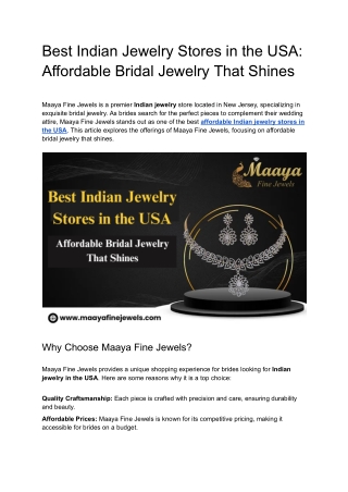 Best Indian Jewelry Stores in the USA: Affordable Bridal Jewelry That Shines