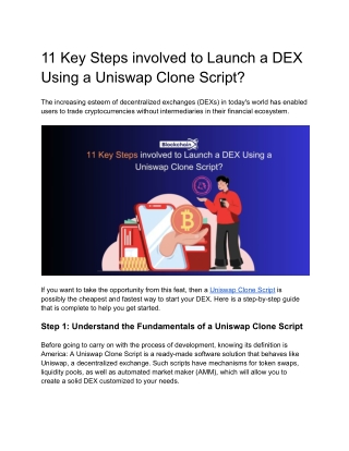 11 Key Steps involved to Launch a DEX Using a Uniswap Clone Script