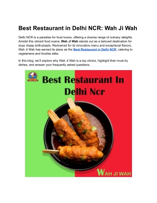 Best Restaurant in Delhi NCR: Wah Ji Wah
