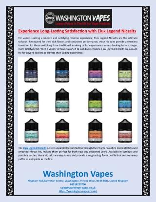 Experience Long-Lasting Satisfaction with Elux Legend Nicsalts