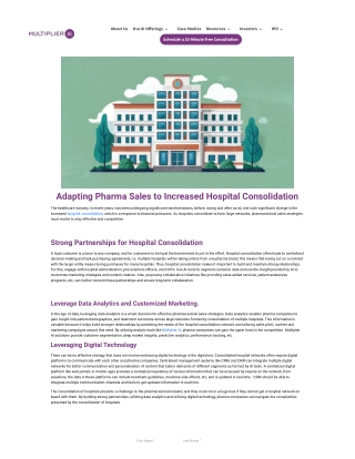 Adapting Pharma Sales to Increased Hospital Consolidation