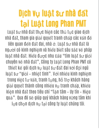 Luật sư nhà đất tại Luật Long Phan PMT