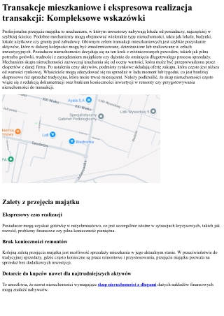 Skup nieruchomości i szybka sprzedaż nieruchomości