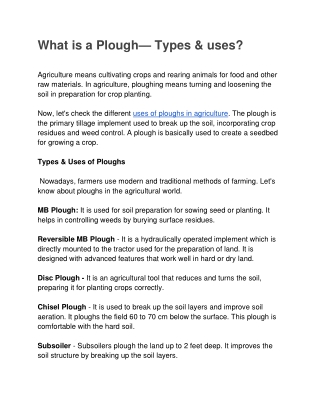 What is a Plough— Types & uses_