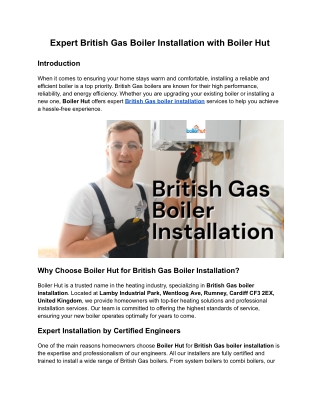 Expert British Gas Boiler Installation with Boiler Hut