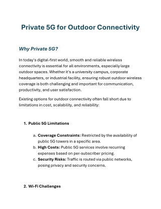 Smooth Connectivity: Private 5G for Outdoor Networks