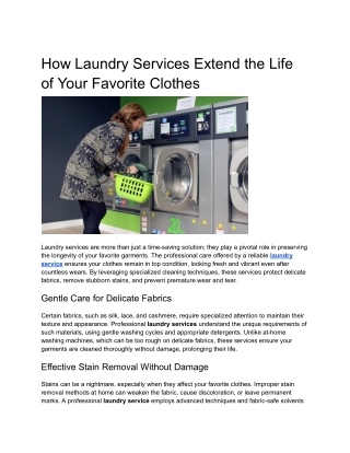 How Laundry Services Extend the Life of Your Favorite Clothes