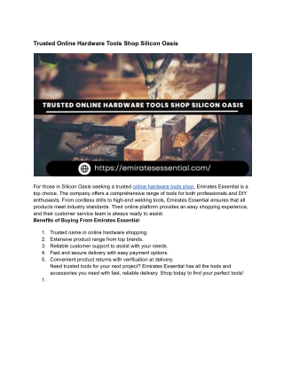 Trusted Online Hardware Tools Shop Silicon Oasis