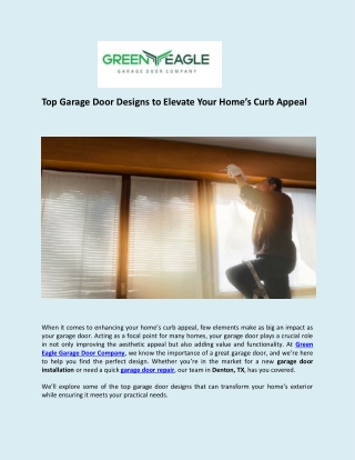 Top Garage Door Designs to Elevate Your Home’s Curb Appeal