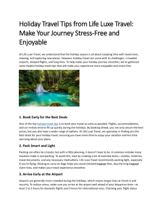 Holiday Travel Tips from Life Luxe Travel - Make Your Journey Stress-Free and Enjoyable